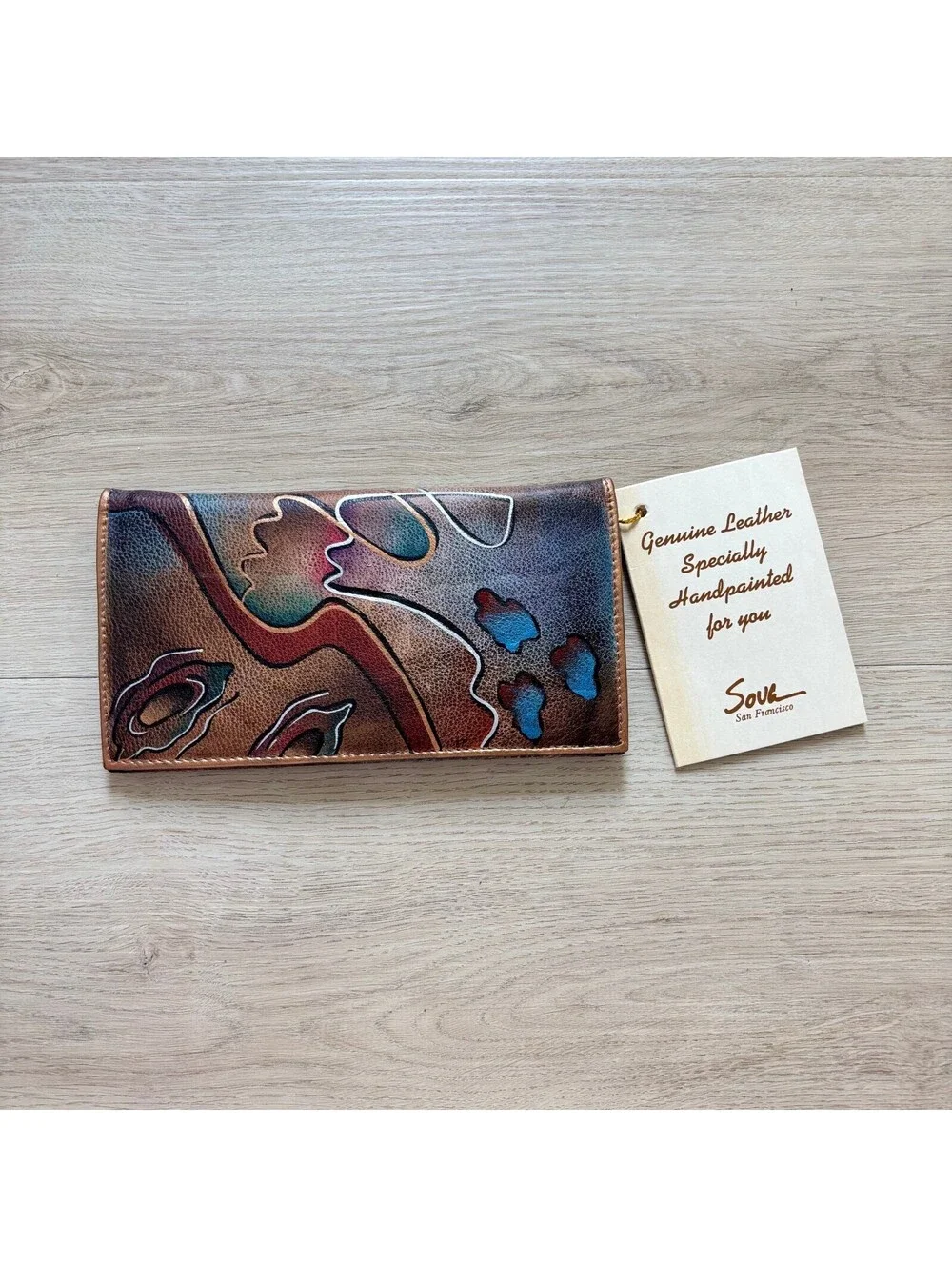 Vintage Sova NWT Women's Handpainted Checkbook Cover Card Holder